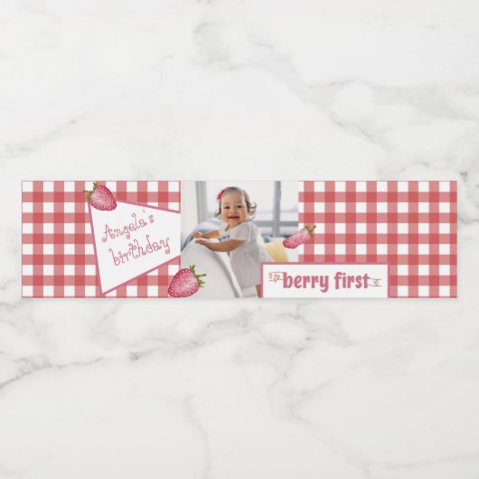 Berry First Birthday Food and Beverage Label Set Wasserflaschenetikett (Einzelnes Label)