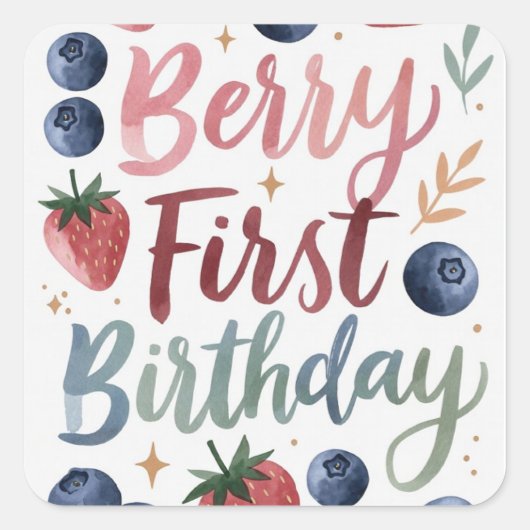 Berry First Birthday for Girls Sticker (Vorderseite)