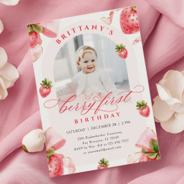 Berry First Birthday Foto Einladung