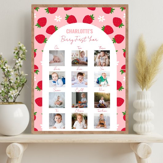 Berry First Birthday Foto Meilenstein Sweet One Poster