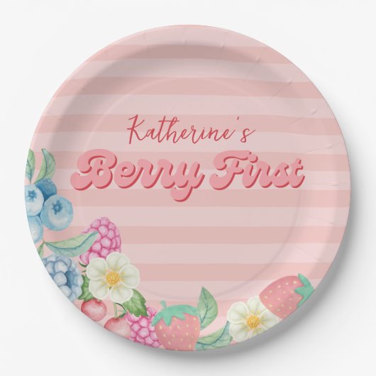 Berry First Birthday Fruit Thema 1. Geburtstag Pappteller (Vorderseite)
