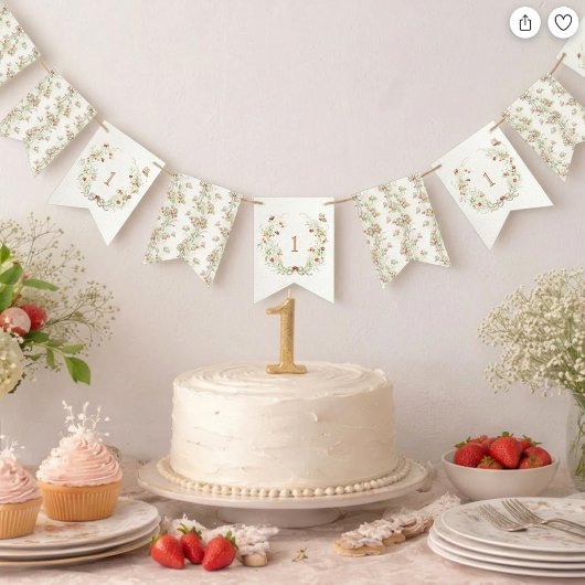 Berry First Birthday Garden Party Banner