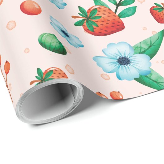 Berry First Birthday Geschenk Geschenkpapier (Rolleneckpunkt)