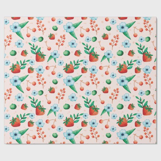 Berry First Birthday Geschenk Geschenkpapier (Flach)