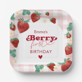 Berry First Birthday Girl 1. Geburtstag Strawberry Pappteller
