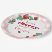 Berry First Birthday Girl 1. Geburtstag Strawberry Pappteller (Schrägansicht)