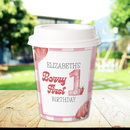 "Berry First Birthday Girl strawberry Party Pappbecher