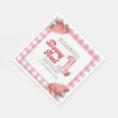 "Berry First Birthday Girl strawberry Theme Serviette (Ecke)