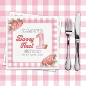 "Berry First Birthday Girl strawberry Theme Serviette