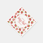Berry First Birthday Girls Erdbeere Serviette (Ecke)