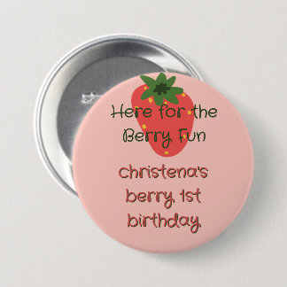 Berry First Birthday Guest Button