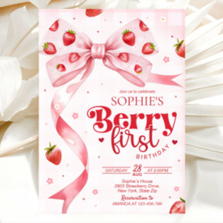 Berry first birthday invitation, 1st birthday einladung