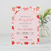 Berry First Birthday Invitation, Editable 1st Birt Einladung (Stehend Vorderseite)