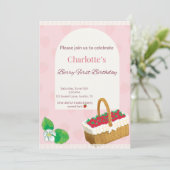 Berry First Birthday Invitation  Einladung (Stehend Vorderseite)
