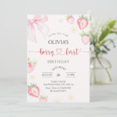 Berry First Birthday Invitation for Girl Party Einladung (Stehend Vorderseite)