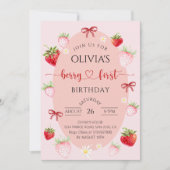Berry First Birthday Invitation for Girl Party Einladung (Vorderseite)