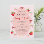 Berry First Birthday Invitation for Girl Party Einladung (Stehend Vorderseite)