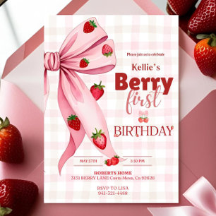 Berry First Birthday Invite Strawberry Birthday 1 Einladung