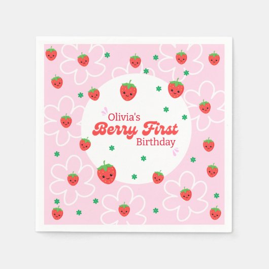 Berry First Birthday Napkins Serviette (Vorderseite)