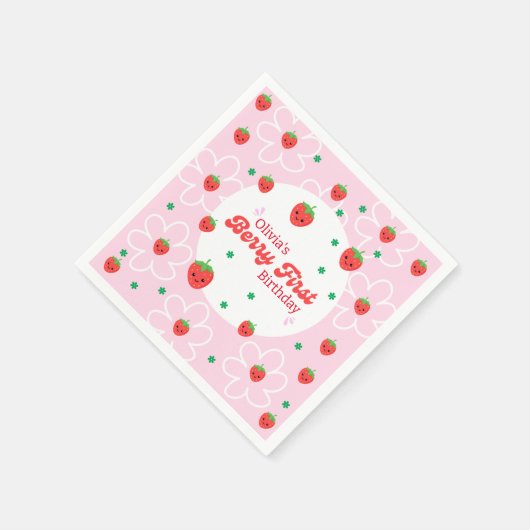 Berry First Birthday Napkins Serviette (Ecke)