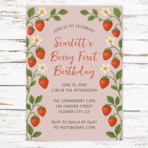 Berry First Birthday Niedlich Strawberry Floral Pi