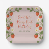 Berry First Birthday Niedlich Strawberry Floral Pi Pappteller (Vorderseite)