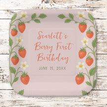 Berry First Birthday Niedlich Strawberry Floral Pi