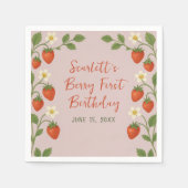 Berry First Birthday Niedlich Strawberry Floral Pi Serviette (Vorderseite)