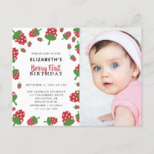 Berry First Birthday Niedlich Strawberry Foto Einl