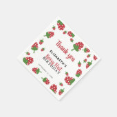 Berry First Birthday Niedlich Strawberry Girl Cust Serviette (Ecke)