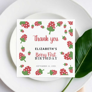 Berry First Birthday Niedlich Strawberry Girl Cust Serviette