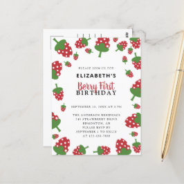 Berry First Birthday Niedlich Strawberry Kawaii Gi Postkarte