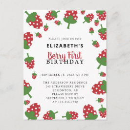 Berry First Birthday Niedlich Strawberry Kawaii Gi Postkarte