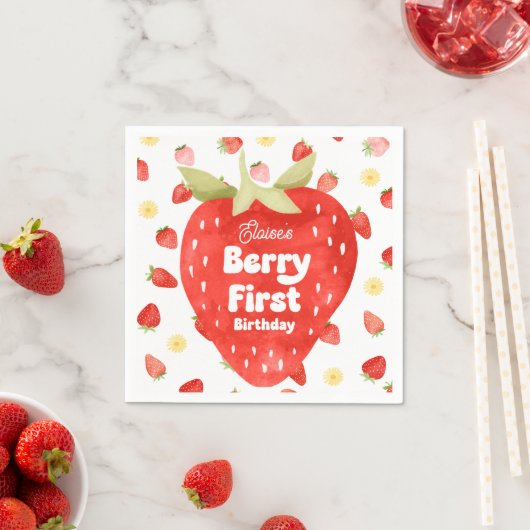 Berry First Birthday Paper Napkins Serviette (Beispiel)