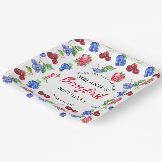 Berry First Birthday Paper Plate Pappteller (Gewinkelt)