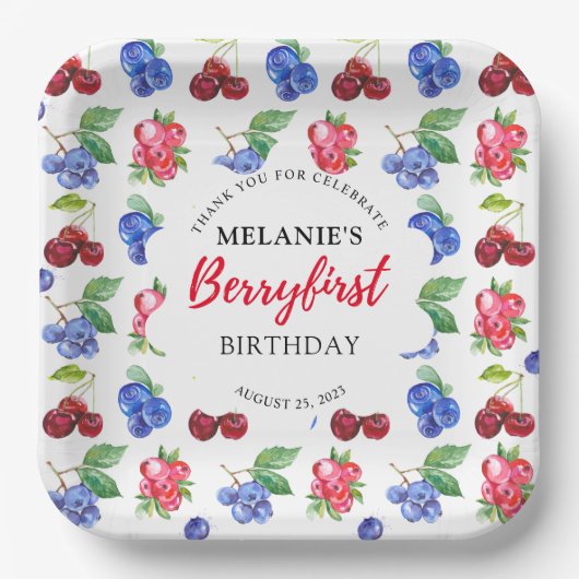 Berry First Birthday Paper Plate Pappteller (Vorderseite)