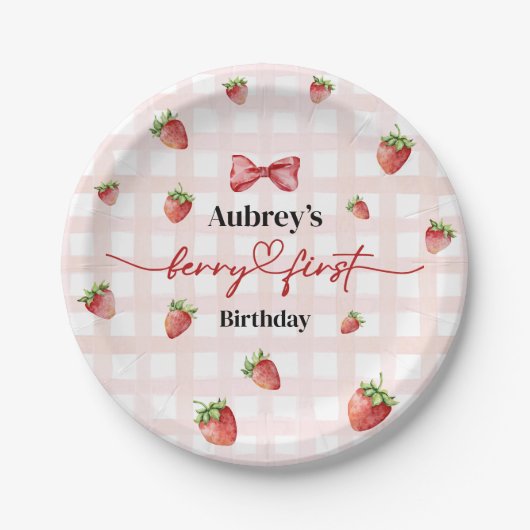 Berry First Birthday Paper Plate Pappteller (Vorderseite)