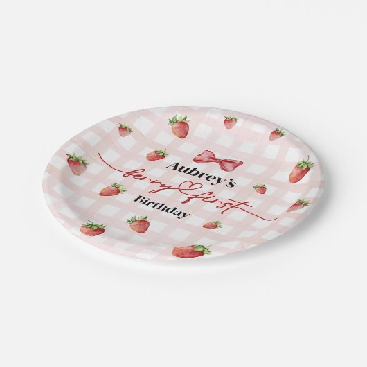 Berry First Birthday Paper Plate Pappteller (Schrägansicht)