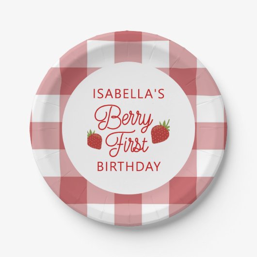 Berry First Birthday Paper Plate Pappteller (Vorderseite)