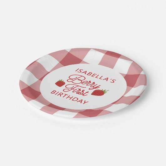 Berry First Birthday Paper Plate Pappteller (Schrägansicht)