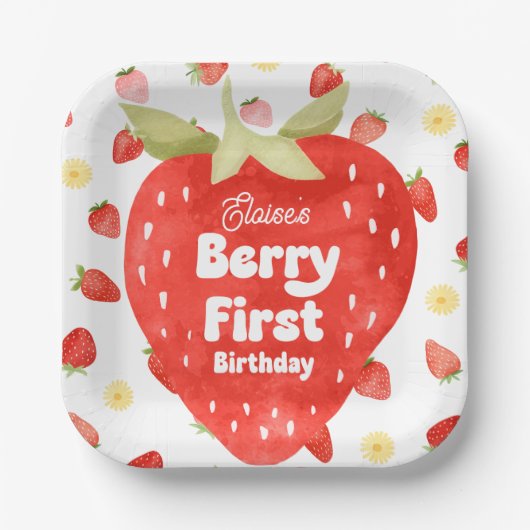 Berry First Birthday Paper Tellers Pappteller (Vorderseite)