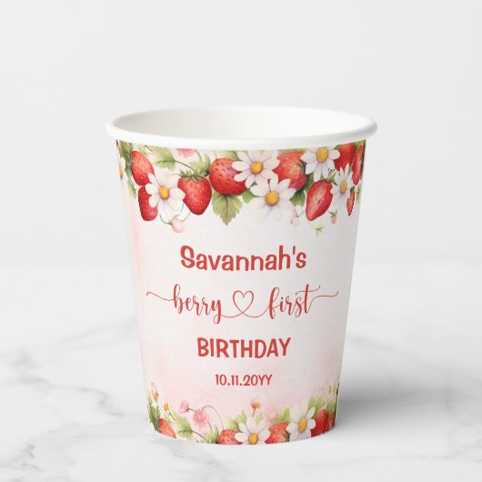 Berry First Birthday Pappbecher (Rückseite)