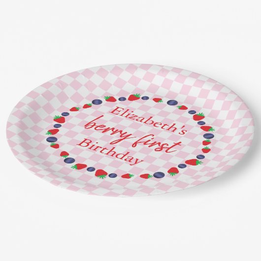 Berry First Birthday Pappteller (Schrägansicht)