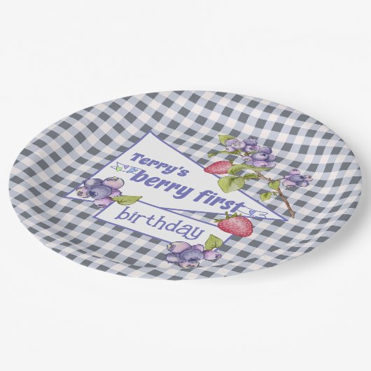 Berry First Birthday Pappteller (Schrägansicht)