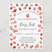 Berry First Birthday Party 1. Geburtstag Einladung (Vorne/Hinten)