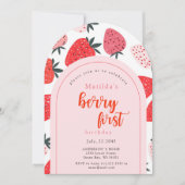 Berry First Birthday Party 1. Strawberry Arch Einladung (Vorderseite)
