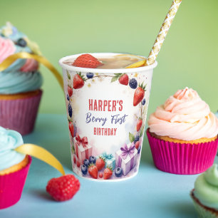 Berry First Birthday Party - Berries & Bunny - Pappbecher