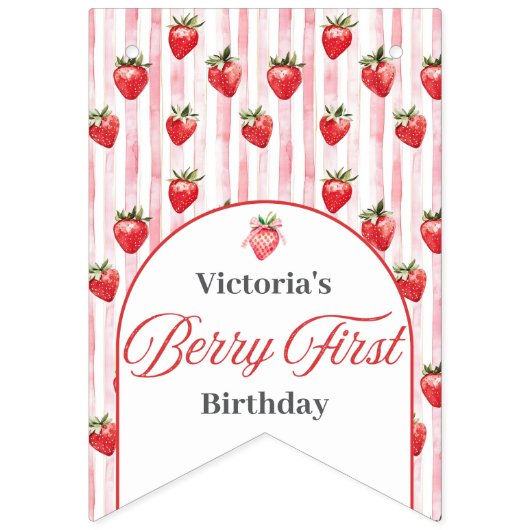Berry First Birthday Party Bunting Wimpelkette (Erste Fahne)