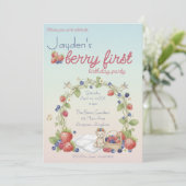 Berry First Birthday Party Einladung (Stehend Vorderseite)