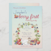 Berry First Birthday Party Einladung (Vorne/Hinten)